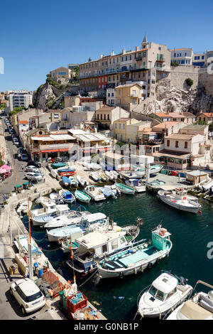 View over Auffes Valley (Vallon des Auffes), Marseille, Bouches du Rhone, Provence Alpes Cote d'Azur,  France Stock Photo