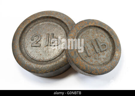 Vintage Weighing Weights 1lb and 2lb Stock Photo