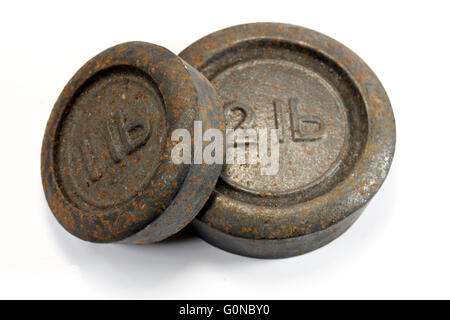 Vintage Weighing Weights 1lb and 2lb Stock Photo