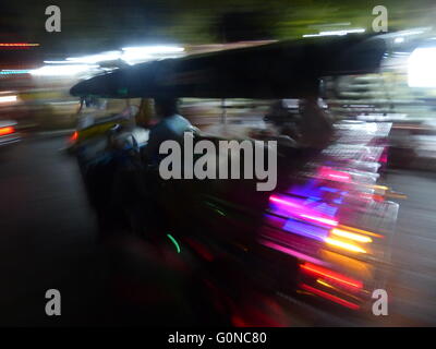 Thailand - Bangkok. Tricycle taxi known as tuk tuk with driver Stock Photo