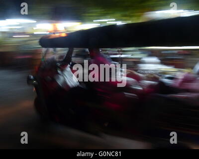 Thailand - Bangkok. Tricycle taxi known as tuk tuk with driver Stock Photo