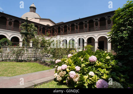 Garden inside, Courtyard, Church and Convent of Santo Domingo, Lima, Peru. Stock Photo