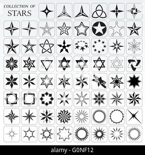 Big collection of stars and flares in vector format Stock Vector