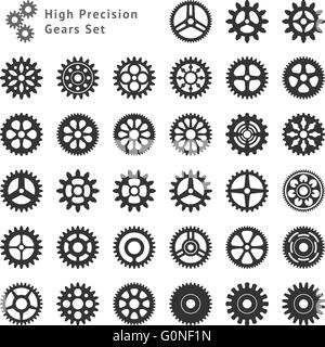 Set of popular gears, cogwheels made with high precision Stock Vector