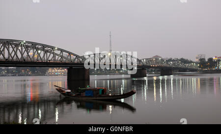 HUE, VIET NAM- truong Tien Bridge, cross Huong river, an old bridge link with history, also Trang Tien brigde Stock Photo