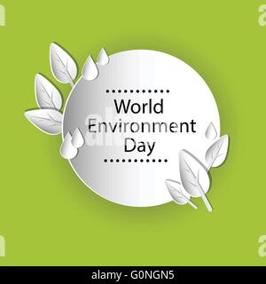 World Environment Day Earth Planet Globe Water Drops Leaves Stock Vector