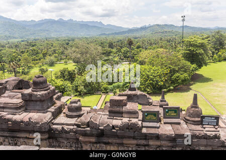 View on landscape from Borobudur temple Stock Photo