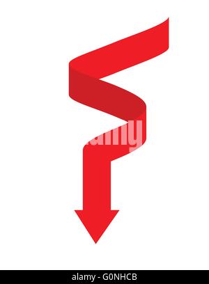 illustration bright red arrows showing the direction to the bottom Stock Vector