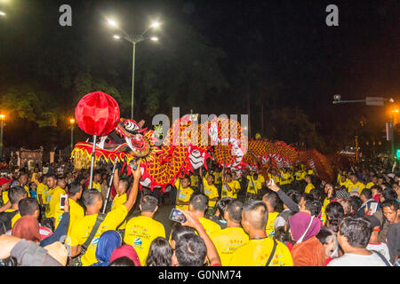 Chinese Dragon festival in Yogyakarta at night Stock Photo