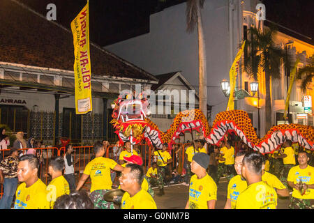 Chinese Dragon festival in Yogyakarta at night Stock Photo