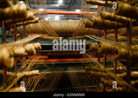 TANZANIA Tanga, Sisal industry, Tancord 1998 Ltd., processing of sisal fibres to carpet, weaving / TANSANIA Tanga, Sisal Industrie, Tancord ein Unternehmen der Katani Gruppe  Verabeitung der Sisalfaser zu Teppichen, Webstuhl Stock Photo