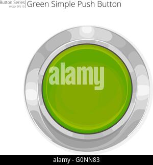 Simple green push button. Vector EPS10. Stock Vector