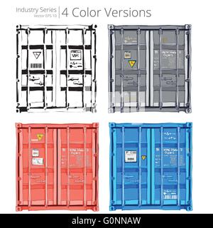 Vector illustration of Cargo containers. 4 versions,Color Series Stock Vector