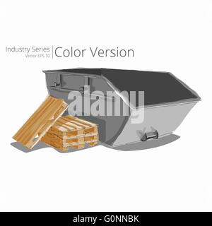 Vector illustration set of Skip and Pallets, Color Series. Stock Vector