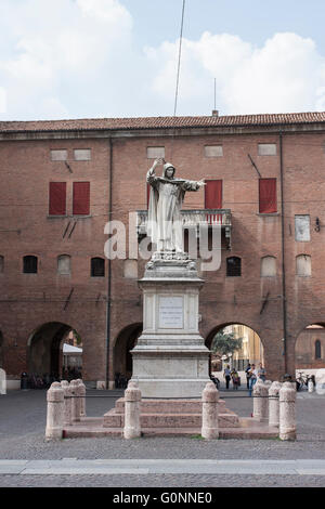 Statue of Girolamo Savonarola in Ferrara, 1875. Stock Photo