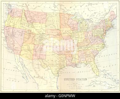 USA: US, 1870 antique map Stock Photo