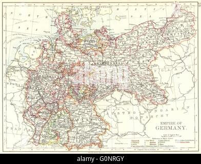 EMPIRE OF GERMANY. States. Prussia Bavaria Alsace Lorraine. JOHNSTON, 1899 map Stock Photo
