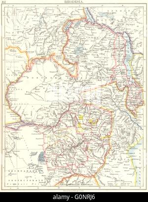 RHODESIA. Goldfields (yellow). Zambesia. Zambia Malawi Zimbabwe, 1900 ...