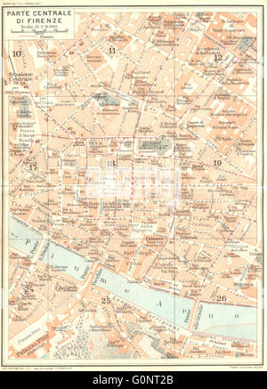 ITALY: Florence: Parte Centrale Di Firenze, 1926 vintage map Stock Photo