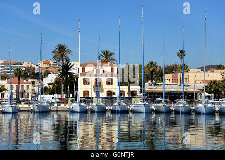 Sailing yachts in port of Lavrio, Attica, Greece Stock Photo