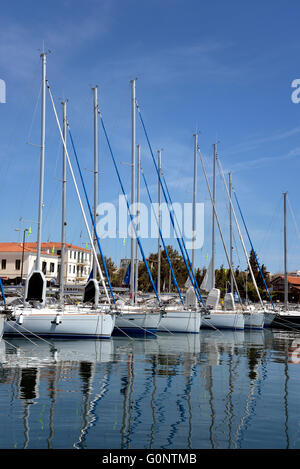 Sailing yachts in port of Lavrio, Attica, Greece Stock Photo