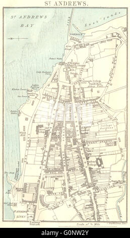 ST ANDREWS antique town plan. Fife. Scotland, 1886 antique map Stock ...