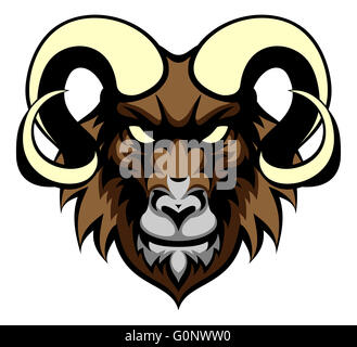 An illustration of a ram animal mean sports mascot head Stock Photo