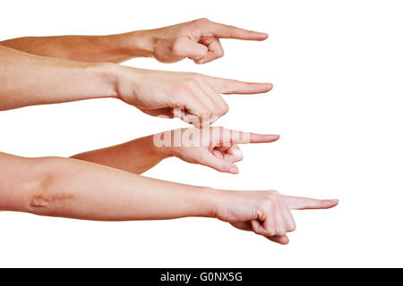 Mobbing with squealing index fingers pointing in the same direction Stock Photo