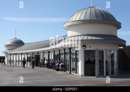 The newly restored west pavilion now a bar & restaurant on Hastings pier, East Sussex, UK Stock Photo