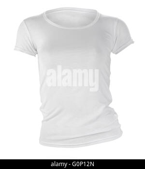 women's blank white t-shirt, front design template Stock Photo