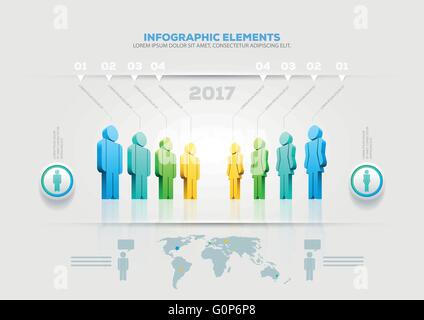Vector people infographic design template. Elements are layered separately in vector file. Stock Vector