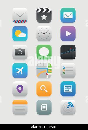 Vector collection of mobile application icons. Stock Vector