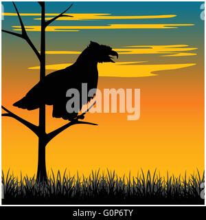 Silhouette hollered on tree Stock Vector