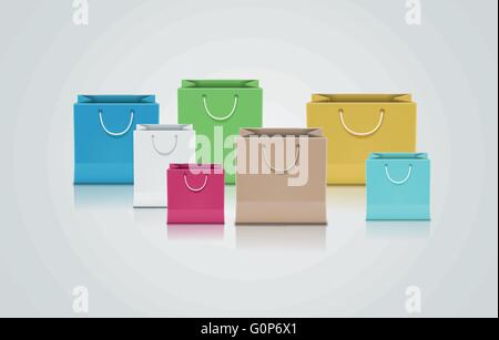Vector collection of colorful paper bags. Stock Vector