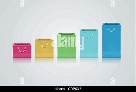 Vector collection of colorful paper bags. Stock Vector