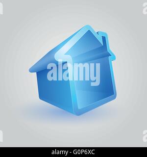 Vector illustration of real estate themed 3d house symbol. Stock Vector