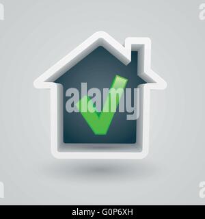 Vector illustration of real estate themed checked house. Stock Vector