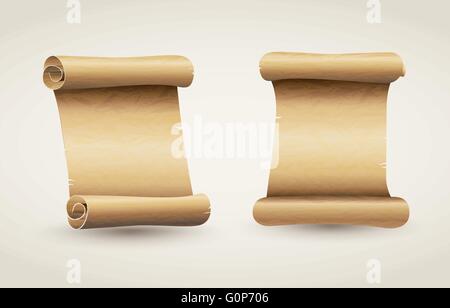 Vector scrolled old paper illustration. Stock Vector