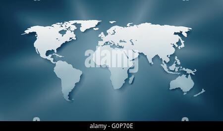 Vector world map. Shadows are layered separately in vector file. Easy editable. Stock Vector