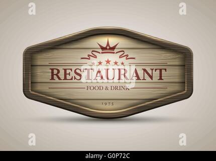 Vector realistic illustration of wooden signboard. Elements are layered separately in vector file. Stock Vector