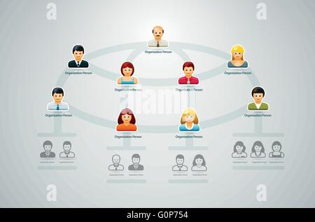Corporate organization chart with business people icons. Vector illustration. Stock Vector