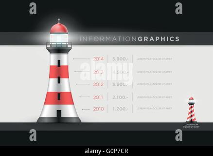 Vector lighthouse infographic design template. Stock Vector