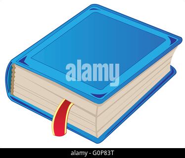 One blue book on white background is insulated Stock Vector