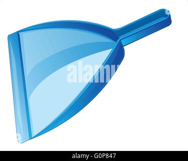 Blue dustpan for cleaning the rubbish on white background Stock Vector