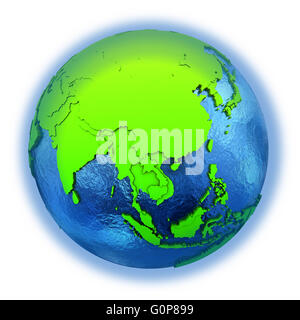 Southeast Asia on elegant green 3D model of planet Earth with realistic ...