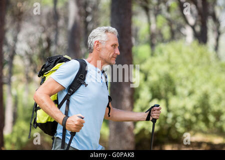 Profile view of a man hiking Stock Photo