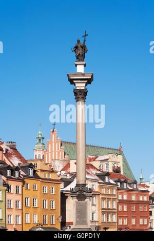 Sigismund's Column (Kolumna Zygmunta) in Castle Square, Warsaw, Poland. The statue erected in 1644. Stock Photo