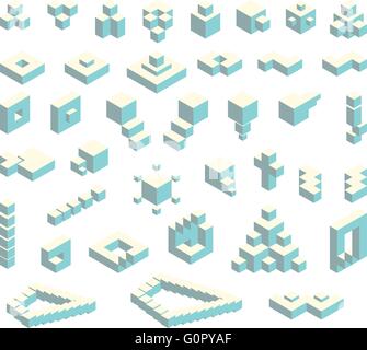 Isometric cubes set Stock Vector