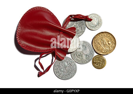 Collection of the medieval coins on the white background Stock Photo