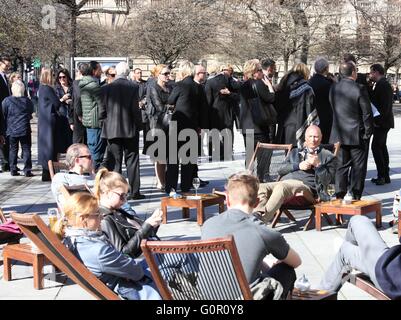 Funeral service of german director Carlo Rola at Franzoesischer Dom - Departures  Featuring: Guest Where: Berlin, Germany When: 02 Apr 2016 Stock Photo